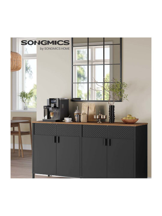 Sideboard from Metal Black - Brown 141x40x76cm