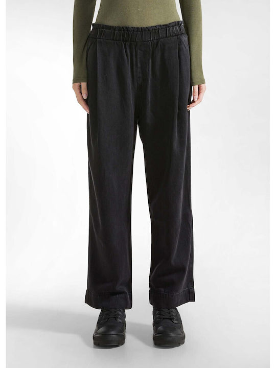 Women's Fabric Trousers with Rubber Band in Relaxed Fit Lyocell Denim