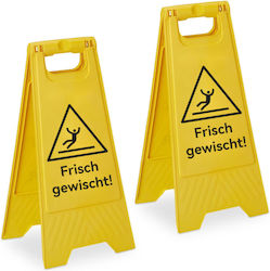 Relaxdays Wet Floor Indicator Set 2 Yellow Black 59x23x29 Cm