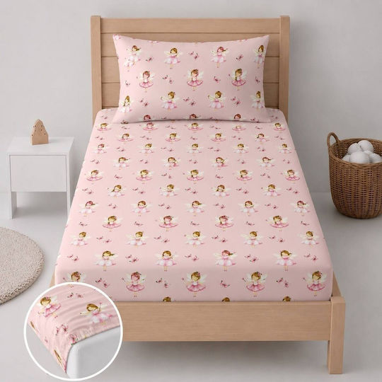 Astron Italy Kinderbettlaken Set Mit Gummizug Baumwolle Fairytale Girls Rosa 100x230cm 2 Stück