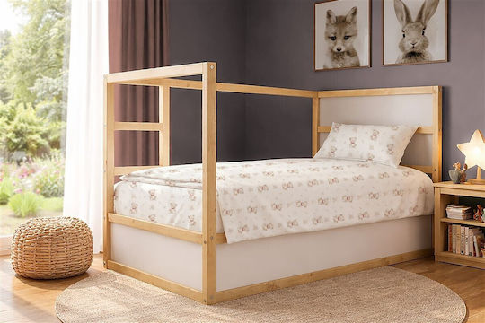 Dimcol Сет Единични Памучни Седалчета Newborn Bear 716 Бяло-бежови 160x240cm 3 броя