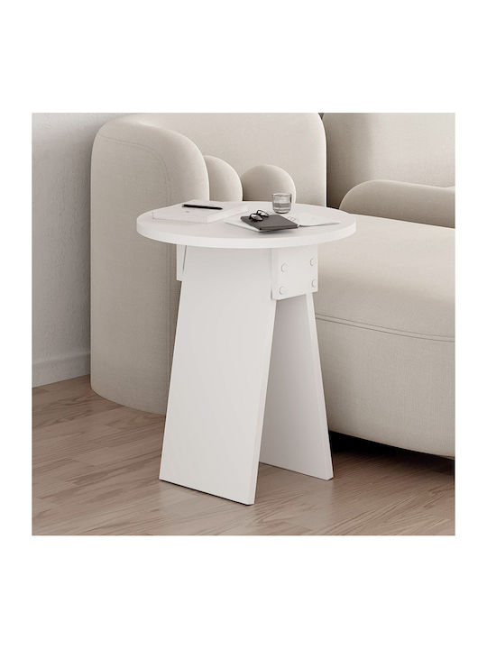 Round Side Table Chen Wooden White W42xL42xH50cm