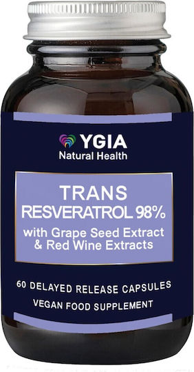 Ygia Resveratrol 98% & Grape Seed 500mg Special Food Supplement 60 Vegetable Capsules
