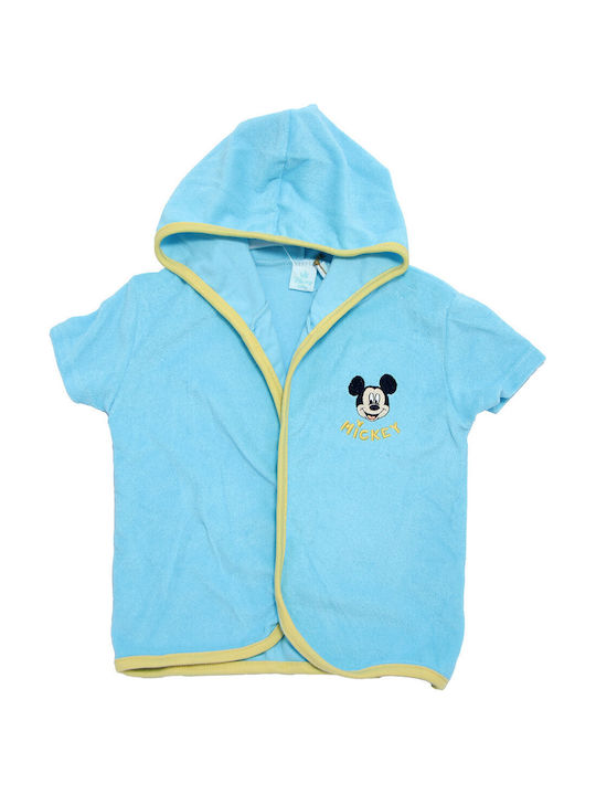 Disney Baby Bathrobe Hooded Mickey Mouse Light Blue