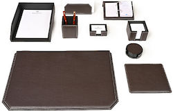 BagCity Schreibtischset Braun 9 Stück Schreibtischunterlagen Deckel 60 x 40 Echtes Leder 12ukqk63 1263-04
