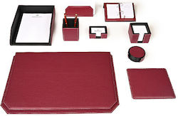 BagCity Schreibtischset Bordeaux 9 Stück Schreibtischunterlage Deckel 60 x 40 Echtes Leder 12wpwp63 1263-09
