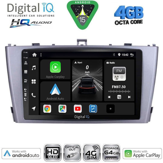 Digital IQ Car Audio System for Toyota Avensis 2009-2015 Bluetooth USB WiFi GPS Apple CarPlay Android Auto with 9" Touch Screen