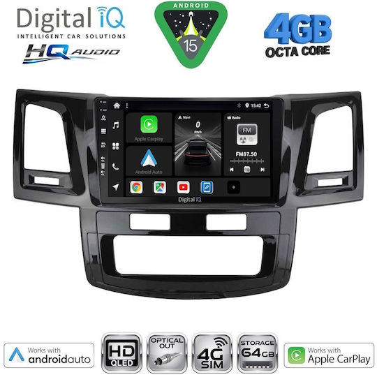 Digital IQ Ηχοσύστημα Αυτοκινήτου για Toyota Hilux 2005-2016 με A/C (Bluetooth/USB/WiFi/GPS/Apple-Carplay/Android-Auto) με Οθόνη Αφής 9"