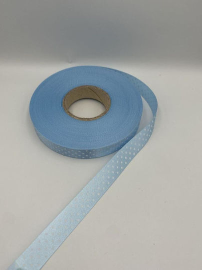 Satin Light Blue Polka Dot Ribbon 50m