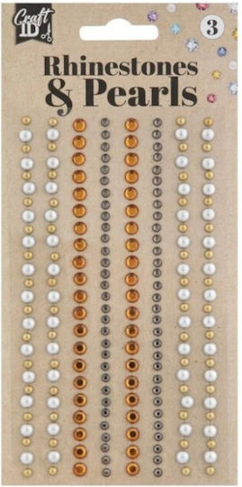 Αυτοκόλλητα Στρας & Πέρλες Craft Id Χρυσό 212τμχ