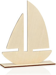 Wooden Boat Decoration with Natural Wood Color 11.5x3.5x14.5cm per Set of 12 Pieces