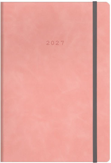 Next Ημερήσια Ατζέντα Flexi 2027 Ροζ Δερμάτινη 17x25εκ. (με Προσωποποίηση)