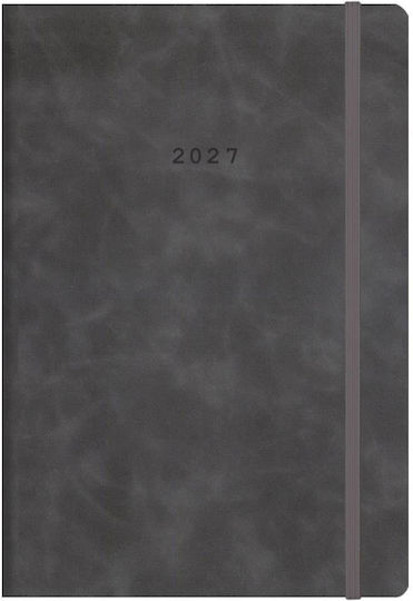 Next Ημερήσια Ατζέντα Flexi 2027 Γκρι Δερμάτινη 17x25εκ. (με Προσωποποίηση)
