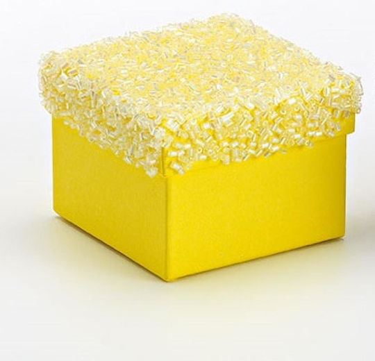 Paper Wedding Favor Box Yellow 7x7x5 Per Set 12 Pieces