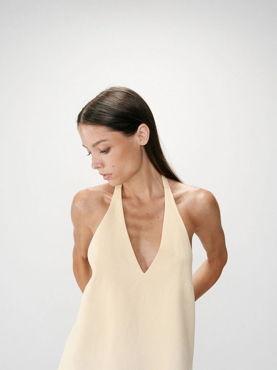 Women's Summer Linen Sleeveless Blouse Yellow