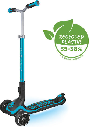 Globber Kinderroller Klappbar Ultimum Lights 3-Rad mit LED-Beleuchtung für 5+ Jahre Türkis