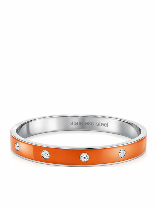 Brățară Tip Cuff Pentru Femei Zircon Și Email Portocaliu Oțel Inoxidabil Alb Zircon Modern Portocaliu Email Alb Oțel Inoxidabil 0230375901