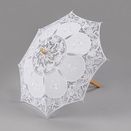Decorative Wooden Umbrella White Lace Φ53