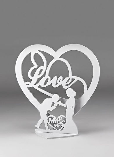 Wooden Decorative White Heart Love Groom Bride 50x20x50cm