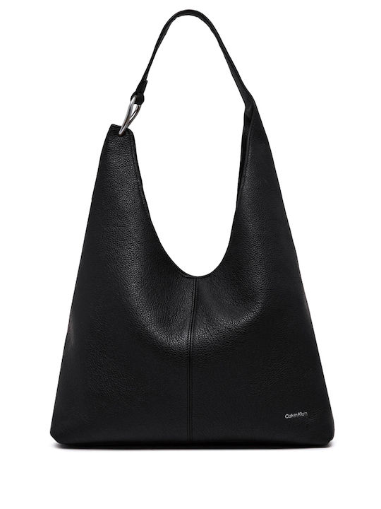Leder Damen Schultertasche Schwarz