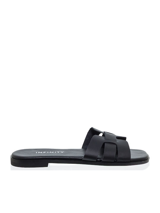Infinity Leather Black Sandals