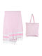 Frottee Strandtasche mit Halstuch Rosa