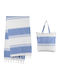 Frottee Strandtasche mit Halstuch Blau