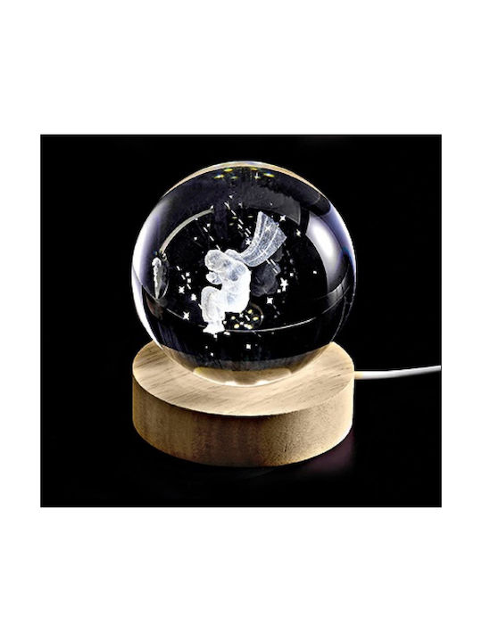 Decorative Lamp Wooden Base Small Crystal Ball