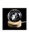 Decorative Lamp Wooden Base Small Crystal Ball