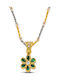 Dimitrios Exclusive Necklace With Flower Design In Gold Plated Silver With Green Zircon