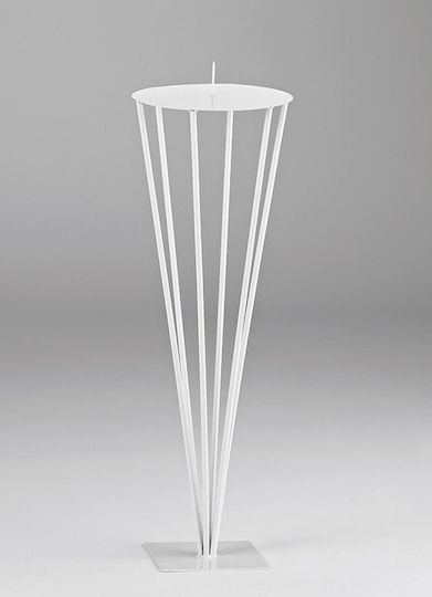 Metallic White Candlestick Φ22x65cm