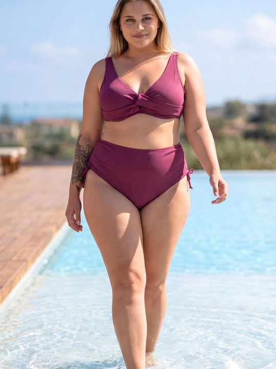 Γυναικείο Μαγιό Μπικίνι C3109 Set Bikini με Ελαφριά Ενίσχυση Βυσσινι
