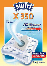 Swirl X350 Microfiber Σακουλες Σκουπας 4τεμαχια+φιλτρο Μικροϊνες Hoover Moulinex Rowenta Seb Tefal