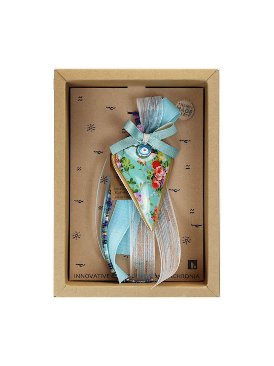 Γούρι Καρδιά Φλοράλ Μεγάλη-τιρκουάζ