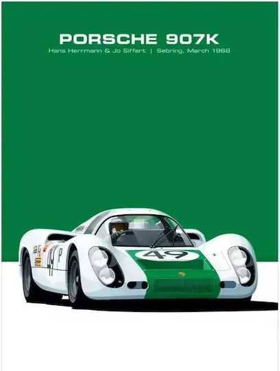 Porsche 907k Retro Racing Canvas Poster 30x40cm – Vintage Wall Art