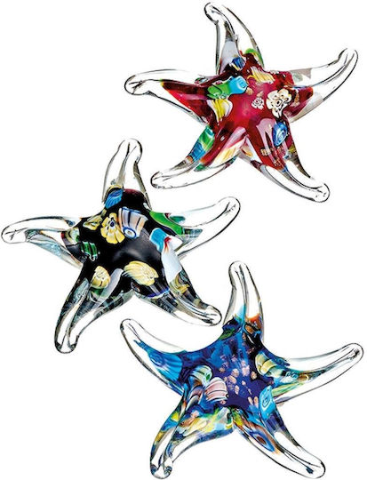 Decorative Starfish Glass Murano 3 Designs 12x12x3.5cm Per Set 4 Pieces