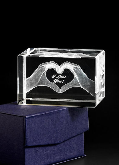 Кристално Декоративно 3D Сърце I Love You 3x3x4.5см