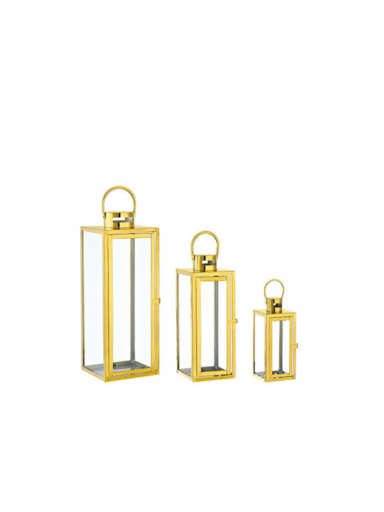 Decorative Metallic Gold Lanterns Set Of 3 Piec...