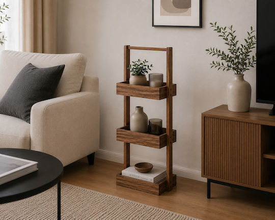 MRShome Кухненски Стелаж Дървен 3 Позиции Кафяв DS-1224000