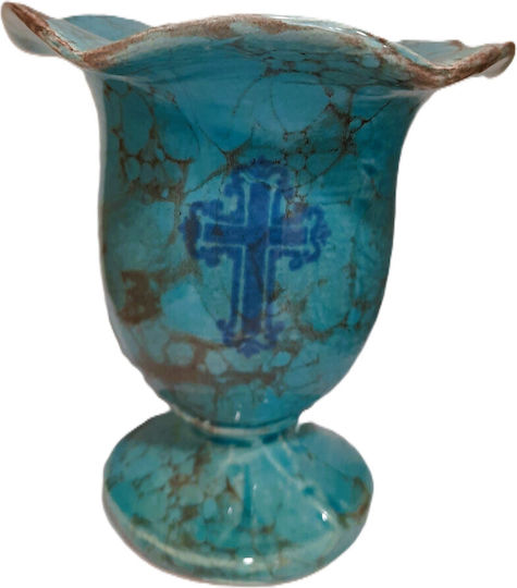 Ceramic Candle Cup Blue Vigil Oil Lamp Dimensions Diameter × Height 11.5 × 12.5 Cm