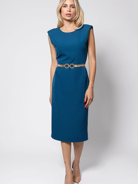 BelleFille Summer Midi Dress Sleeveless Petrol ...