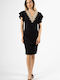 Summer Midi Dress with Ruffles Black