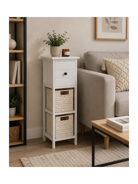 Wooden Storage Drawers with 3 Drawers L25xW25xH77cm