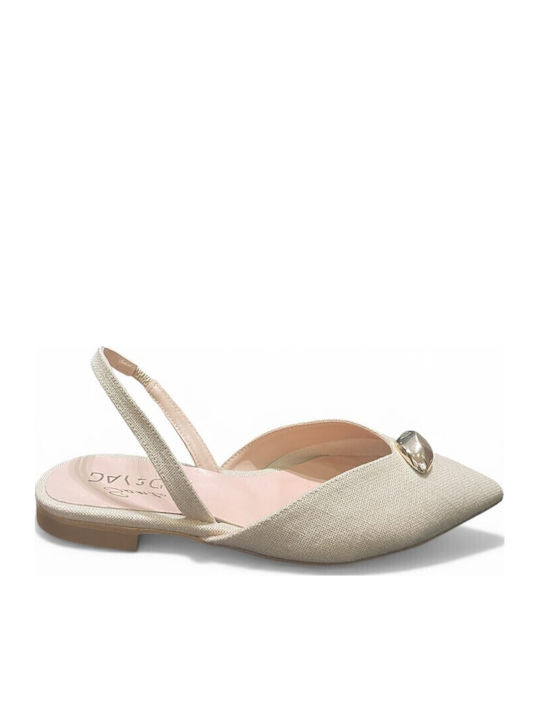 Women's Ballerina Shoes with Strap in Beige Colour