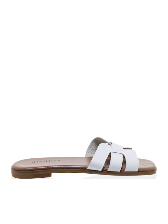 Infinity Leather White Sandals