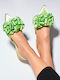 Satin Women's Ballerina Shoes in Green Color