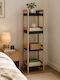 MRShome Επιδαπέδια Ραφιέρα Μπάνιου Bamboo με 4 Ράφια 34x33x110cm Μπεζ