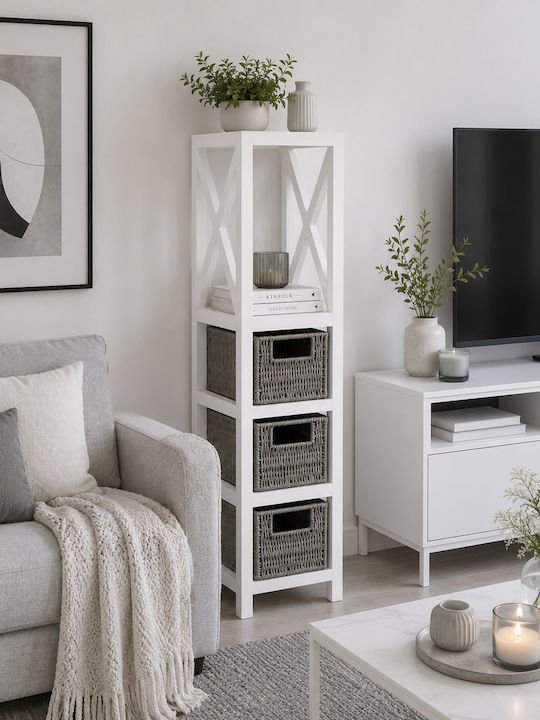 MRShome Floor Bathroom Shelf Wooden 17x24x82cm Gray