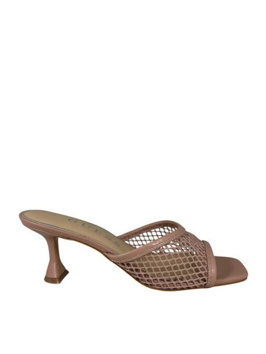 Guess Women's Mules with High Heel in Beige Color