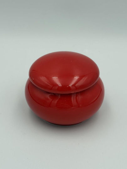 Porcelain Macaron Jewelry Box Red Glossy Large 6.2x4.5